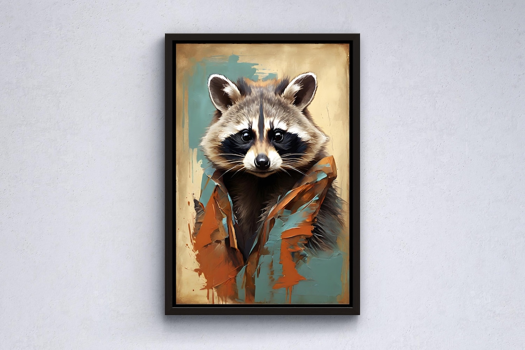 Abstract Racoon Funny Raccoon Wall Art, Abstract Canvas or Poster, Bathroom Decor ...