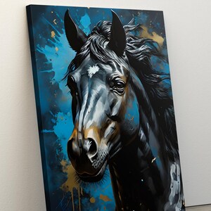 青い馬 I - フランツ・マルクの手描き油絵複製、男性的な馬が頭