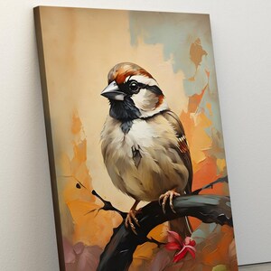 Vintage Vogel Malerei auf Leinwand, Vogel Wandkunst, Vogel Poster, Wildtier-Dekor, Vogel Geschenk, schwarz gerahmt, Gold gerahmt, Bauernhof Dekor, fertig zum Aufhängen
