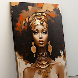 Ethnic Women Art, African Woman Painting Canvas, Woman Wall Art, Black Woman Art Print, Colorful African Poster, Black Women Canvas