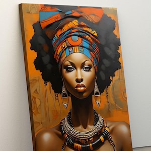 African Woman Wall Poster, Woman Art Decor, Woman Ready Canvas, Colorful African Poster, Black Woman Print Art, Ready to Hang, Framed Canvas