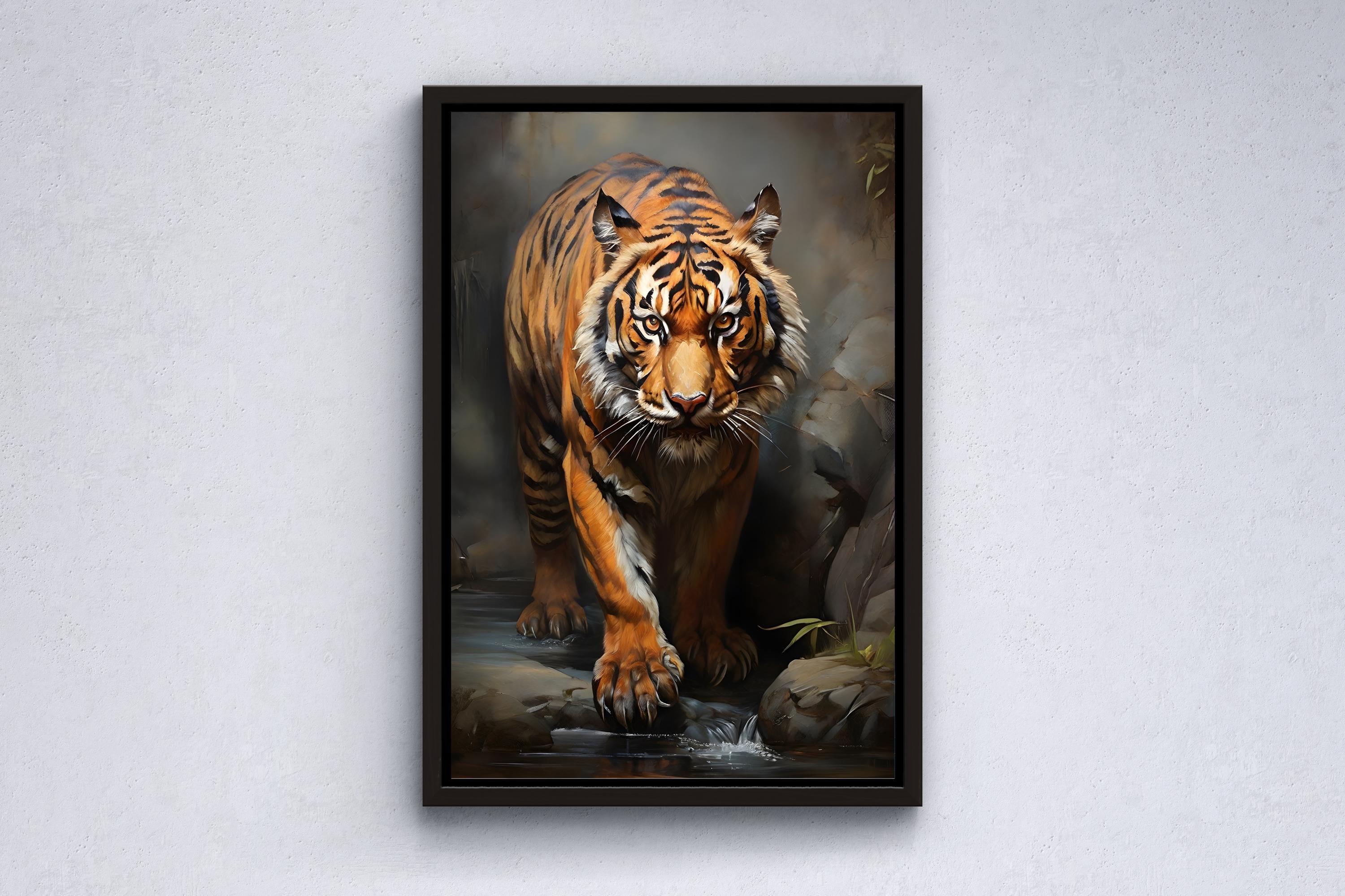 Tiger Oil Painting on Canvas, Large Abstract Tiger Canvas Wall Art ...
