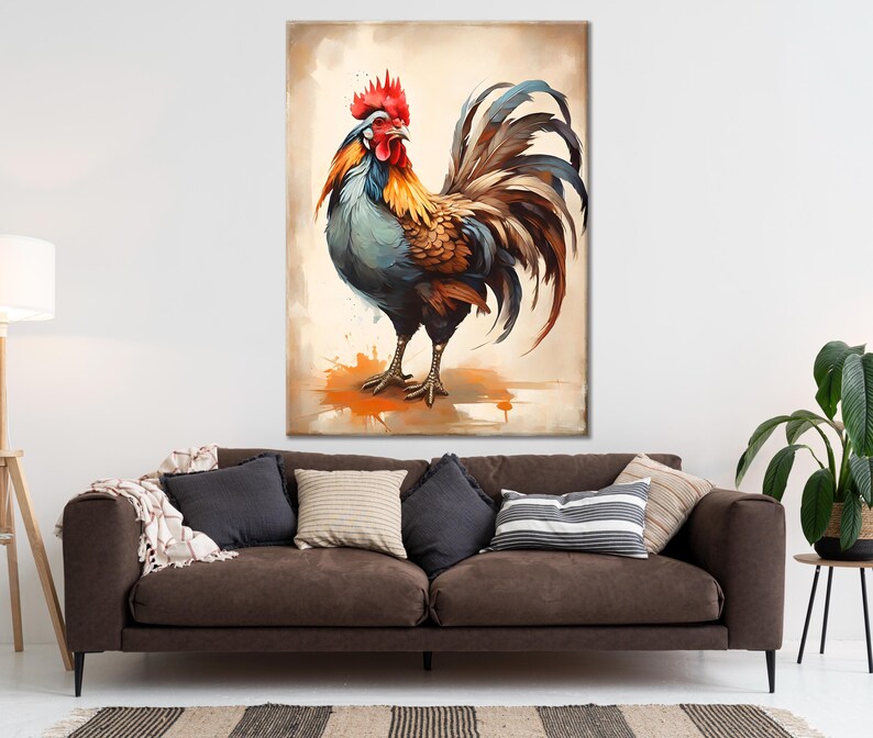 Rooster Wall Decor, Rooster Nursery Art, Canvas or Poster, Farmhouse