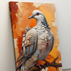 Lienzo con pintura de paloma blanca, arte de pared abstracto vintage, decoración de pared con pájaros, arte de pared cristiano moderno, paloma cristiana, regalos cristianos de la Biblia