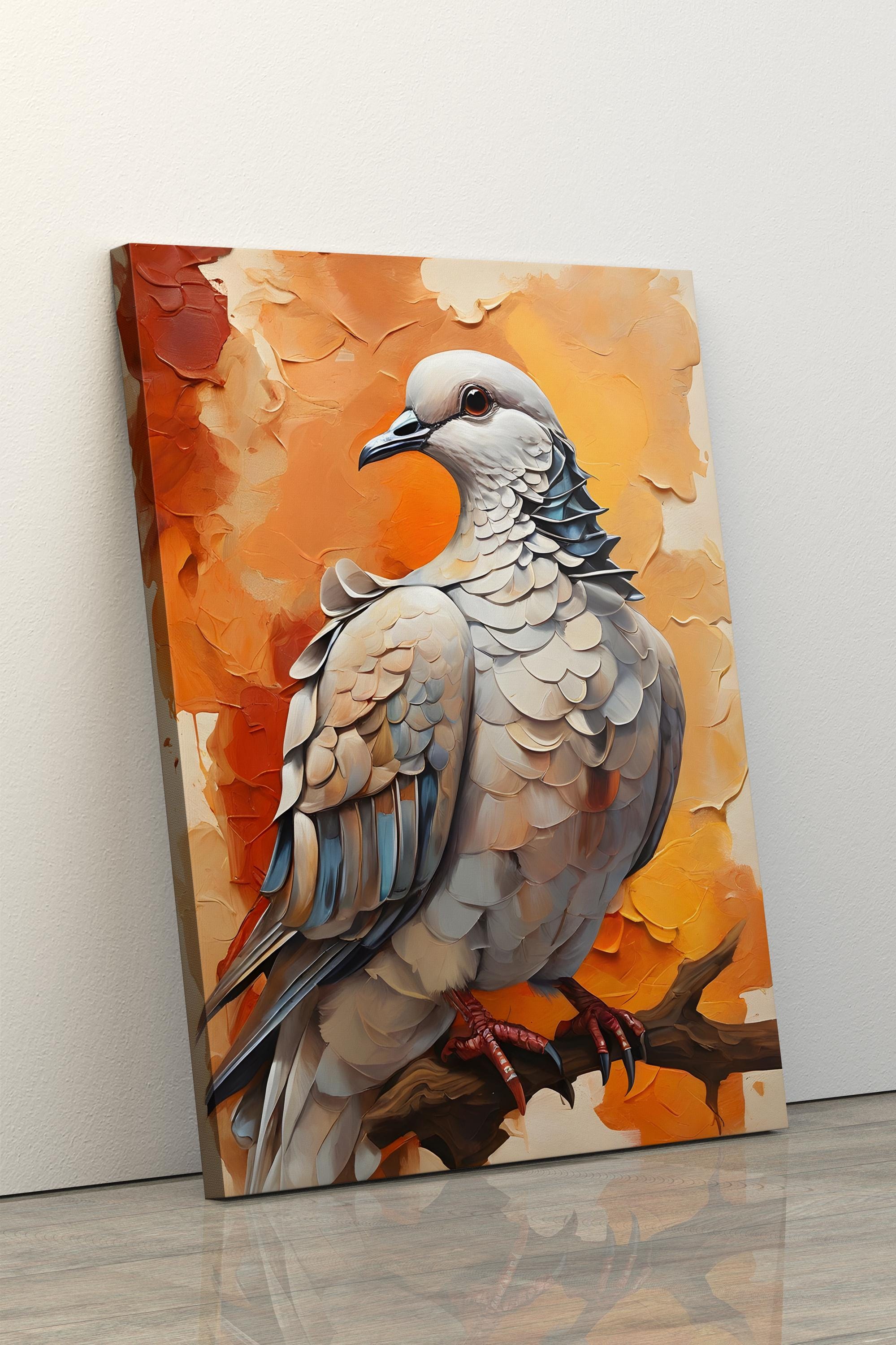 幸運を運ぶ＊白い鳩の絵「オリーブの話」 アンティークな額に入った