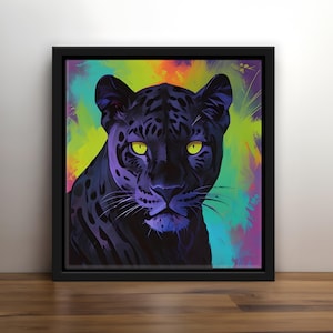 Panthère noire, art mural abstrait, décoration murale panthère noire, affiche panthère noire, décoration d'intérieur, oeuvre d'art animalier, toile Jaguar noir, cadeaux artistiques