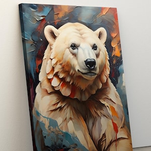 Polar Bear Painting Print, Animal, High Quality Printing, Home Wall Decor, Nursery Gift, Wildlife Poster, Polar Bear Decor, Christmas Gifts