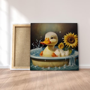 Entlein in der Badewanne Poster, Baby Ente Gedruckt Badezimmer Wandkunst, Ente in der Badewanne Poster, Lustige Toilette Wanddekoration, Lustige Geschenkideen