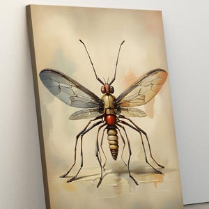 Vintage Mosquito Print, Mosquito Insect Illustration, Mosquito Poster, Gold Framed, Black Framed, White Framed, Farmhouse Wall Décor, Gifts