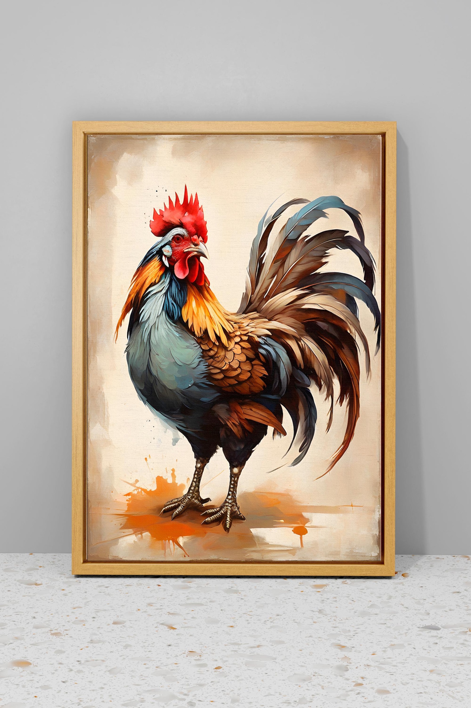 Rooster Wall Decor, Rooster Nursery Art, Canvas or Poster, Farmhouse