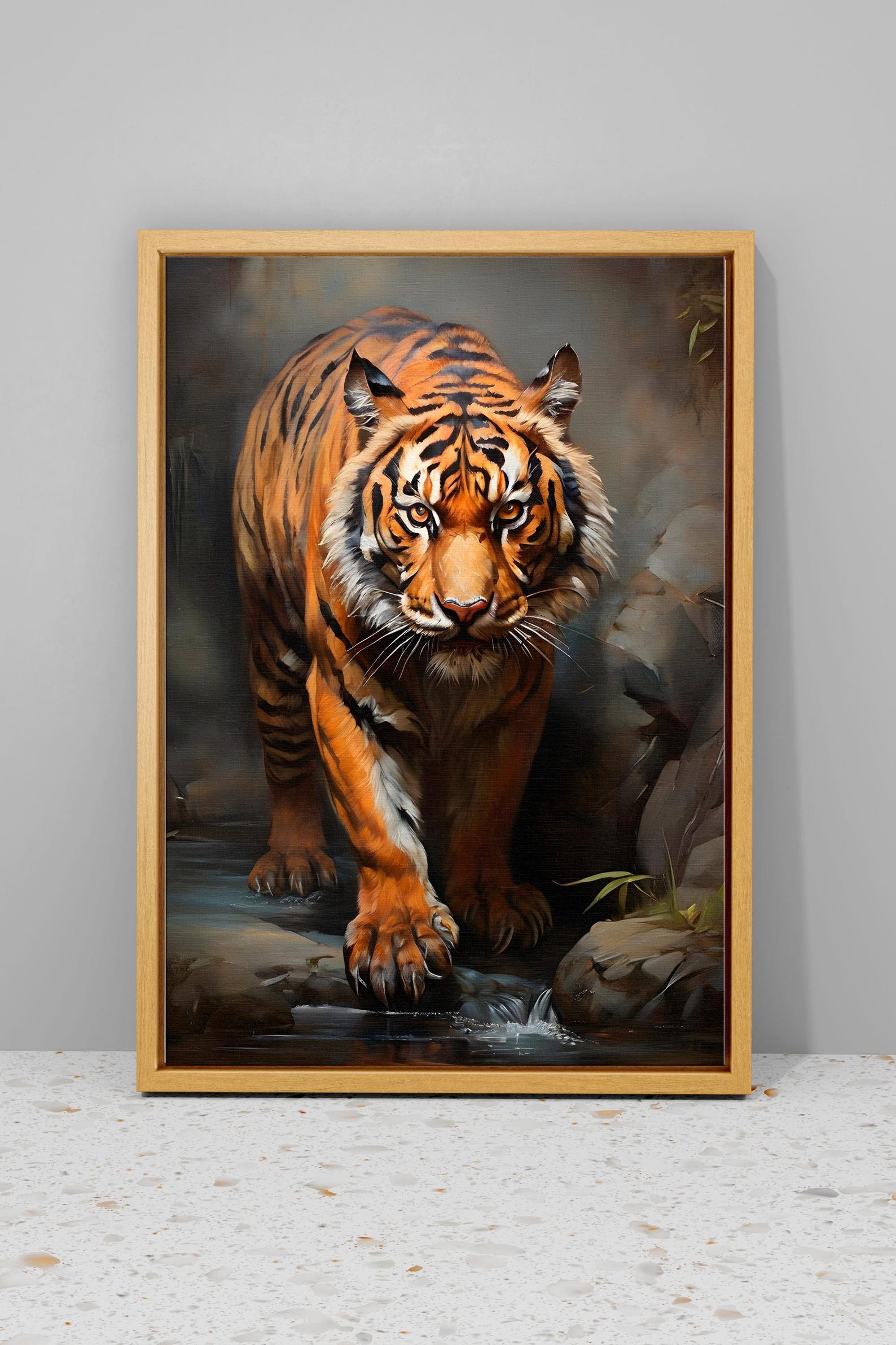 Tiger Oil Painting on Canvas, Large Abstract Tiger Canvas Wall Art ...