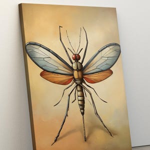 Mosquito Print on Canvas, Mosquito Insect Illustration, Mosquito Poster, Farmhouse Wall Décor, Insect Wall Art, Canvas Art, Christmas Gifts