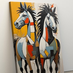 Abstract Horses Art Print, Animal Art Print, Wild Animal Painting Print,  Horse Canvas Wall Art, Housewarming Gift, Colorful Horses Painting