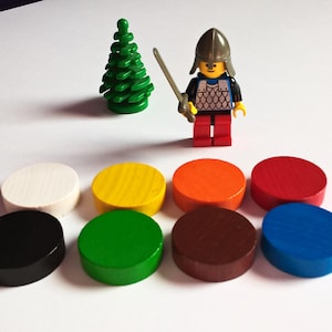 Colored Wooden Discs: Board Game Tokens, Markers, Chips