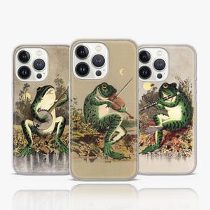 Telefoonhoesje kikker, iPhone en Android, telefoonhoesje grappige kikker, telefoonhoesje muziek, cadeau voor kikkerliefhebber, telefoonhoesje muziekliefhebber, vintage hoesje