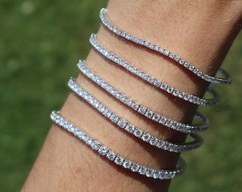 Tennis Bracelet Lab Grown Diamond. 1 - 5 carat. Stackable Bracelet. 14K Solid Gold. With Certificate. Infinity Bracelet. Last Minute Gift.