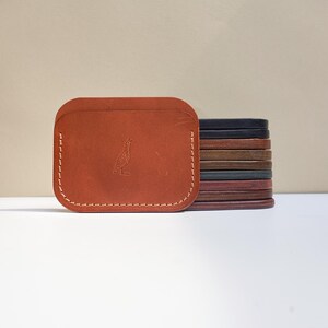Porta carte in pelle, portafoglio da uomo, regali per colleghi, portafoglio per carte, regali estetici, porta carte sottile, porta 6 carte, sottile in pelle marrone