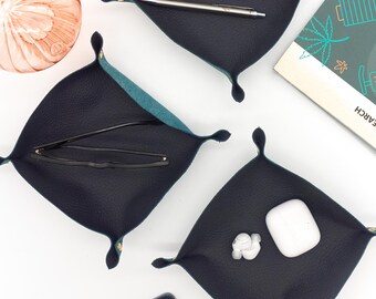 Office and desk organizer, leather tray made of natural cowhide, perfect as home decor for storing everyday items.