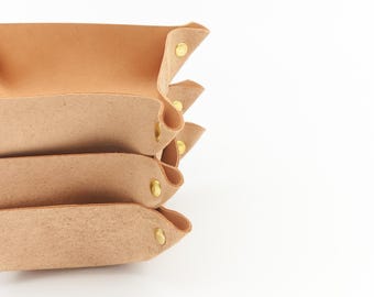 Set of 3 leather trays home decor,jewelry organizer,aesthetic room decor,ring holder,valet tray,leather gift,phone holder,leather decor