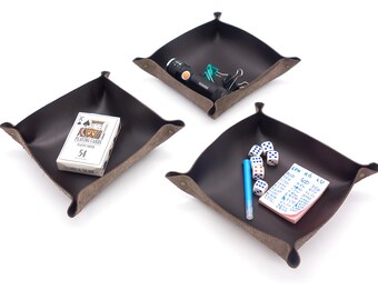 Key holder, leather tray made of natural cowhide, perfect as home decor for storing everyday items.