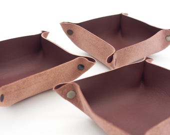 Set of 3 leather trays home decor,jewelry organizer,aesthetic room decor,ring holder,valet tray,leather gift,phone holder,leather decor