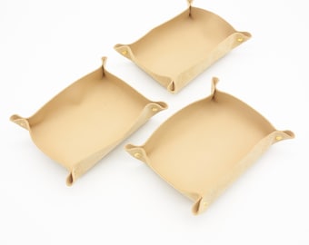 Jewelry organizer, leather tray made of natural cowhide, perfect as home decor for storing everyday items.