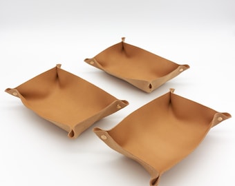 Jewelry organizer, leather tray made of natural cowhide, perfect as home decor for storing everyday items.