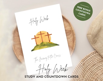 Tarjetas de Semana Santa, Tarjetas imprimibles de Semana Santa para Pascua, Tarjetas imprimibles del Domingo de Ramos, Arte del Domingo de Ramos, Perfectas para el tablero de oración, Tarjetas de estudio bíblico
