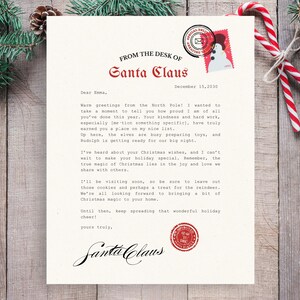 Carta do Papai Noel | Carta do Papai Noel editável | Certificado de lista legal | Carta do Papai Noel | Download instantâneo | Modelo para impressão CANVA Papai Noel
