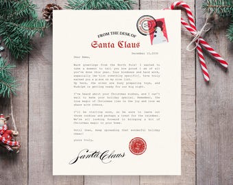 Carta de Papá Noel / Carta de Papá Noel editable / Certificado de lista de buenos / Carta de Papá Noel / Descarga instantánea / Plantilla imprimible CANVA de Papá Noel