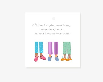 Etiquetas de regalo para fiestas de pijamas para bolsas de regalos / Etiquetas para fiestas de pijamas para regalos
