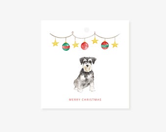 Etiquetas para regalos de Schnauzer / Etiqueta de regalo de clase de Navidad / Etiqueta de regalo de Navidad de Schnauzer / Etiqueta de amigo secreto / Etiquetas escolares para niños con Feliz Navidad