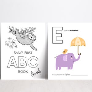 Baby Shower ABC Book, First Alphabet Book, Baby&#39;s First ABC Book, Pre K Coloring, Bold and Easy Coloring Pages