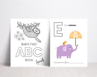 Libro ABC para baby shower, primer libro del alfabeto, primer libro ABC del bebé, páginas para colorear para preescolar, páginas para colorear atrevidas y fáciles