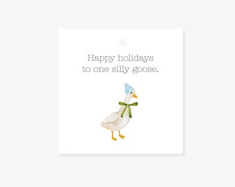 Etiqueta de regalo navideña de One Silly Goose / Etiqueta de regalo navideña imprimible / Etiqueta navideña de descarga digital / Etiqueta de Felices Fiestas para Técnico Veterinario