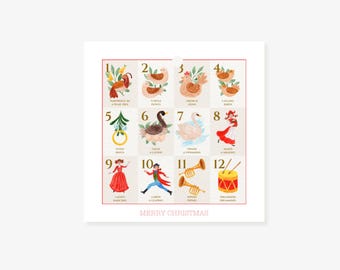 12 days of Christmas Printable Tag | 12 Days of Christmas Gift Tags | Class Christmas Gift Tag | Christmas Countdown Tag