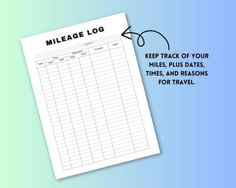 El mejor registro de kilometraje en formato PDF imprimible en tamaño carta, registro de viajes para conductores, lleve un registro de sus millas y tiempo de conducción