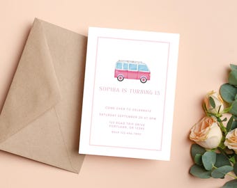 Invitación para fiesta de cumpleaños número 13 de niñas, invitación editable para fiesta de cumpleaños de adolescentes, Canva, para fiesta de pijamas de niños