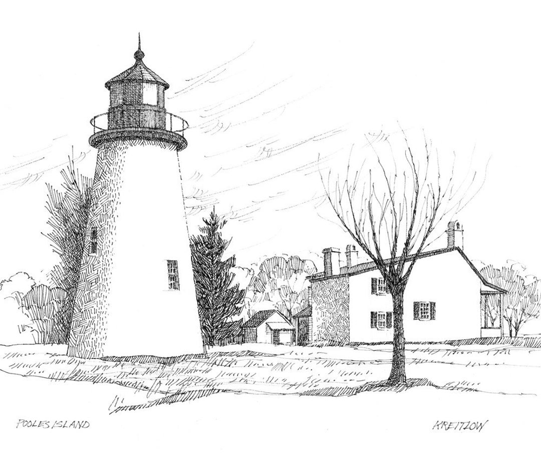 Pooles Island Lighthouse Print Etsy