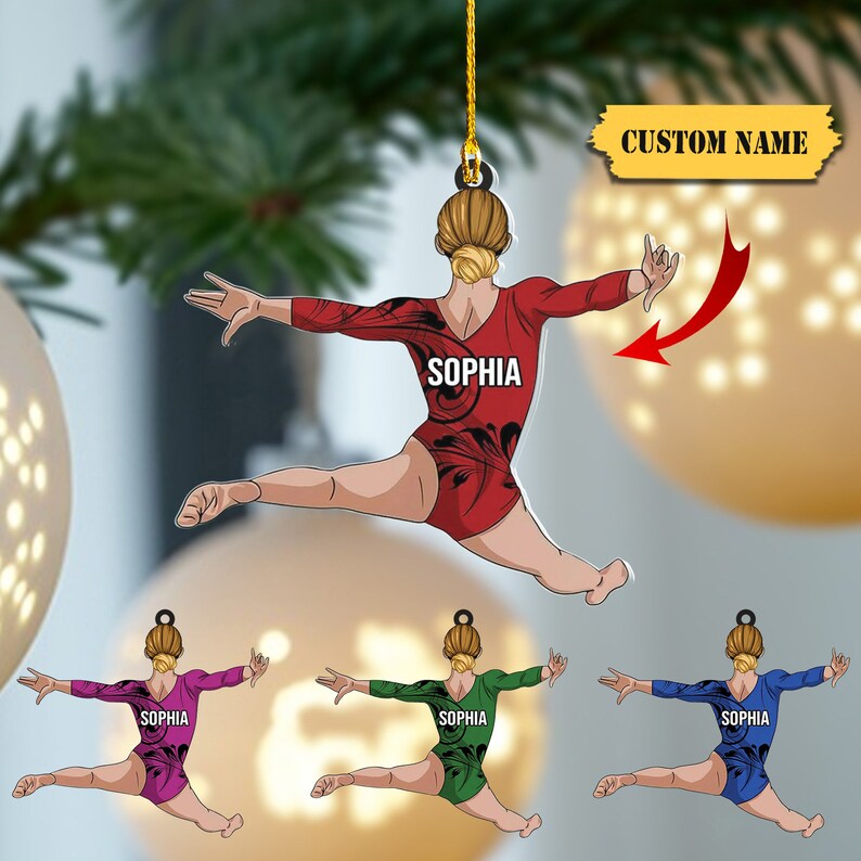 Personalized Gymnastics Ornament 2D for Girl 2024 Gifts for Gymnasts