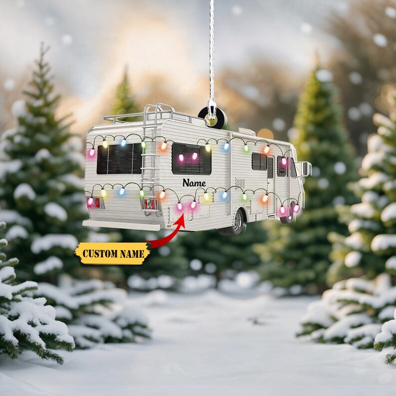 Personalized RV Caravan Christmas Ornament 2D, Custom RV Caravan Car