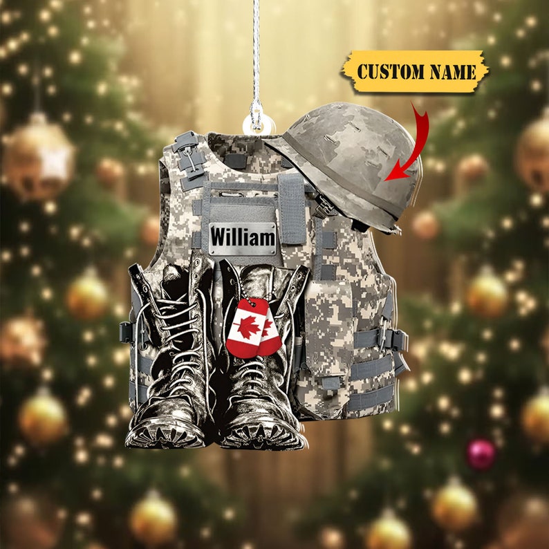 Military Uniform Canada Boots & Hat Personalized Flat Acrylic Ornament