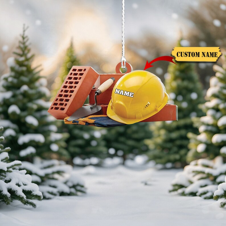 Personalized Construction Worker Christmas Ornament 2D, Personalized
