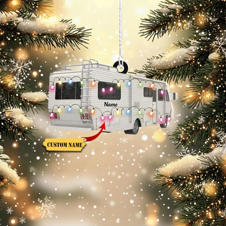 Personalized RV Caravan Christmas Ornament 2D, Custom RV Caravan Car