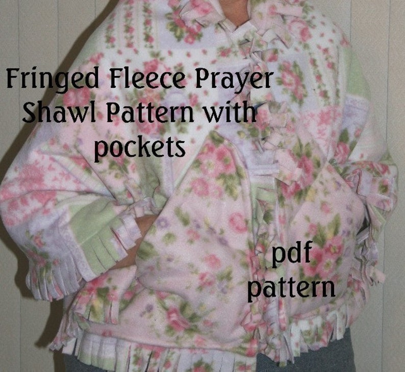 Fringed Fleece Prayer Shawl with Pockets pdf Sewing Pattern Etsy