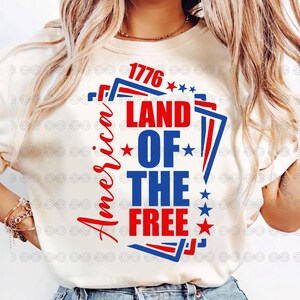 1776 Amerika Land des freien Sublimationsdesigns, Patriotisch Digital, 4. Juli PNG, Unabhängigkeitstag Shirt Grafik, USA Vintage Download