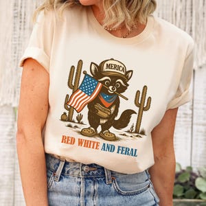 Chemise raton laveur américain du 4 juillet, drapeau des États-Unis, chemise raton laveur country américain, t-shirts jour de l'indépendance, t-shirt raton laveur patriotique