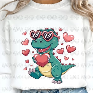 Valentinstag T-Rex Png, Dino Liebe Png, T-Rex Valentinstag Png, Valentinstag Dino Png, Dinosaurier Liebe Png, süßer T-Rex Png, romantischer Dinosaurier Png