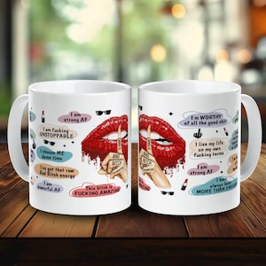 Bad B*Tch Affirmations Funny Mug For Coworkers, Friends, Self Gift, Daily Reminder Cup, Swear Mug, Swear Affirmation, Positive Vibes Mug