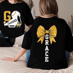 Go Bananas Shirt, Retro Baseball T-shirt, Custome Name Baseball Shirt, Banana Fan Gift, Girly Baseball Shirt, Game Day Baseball Shirt